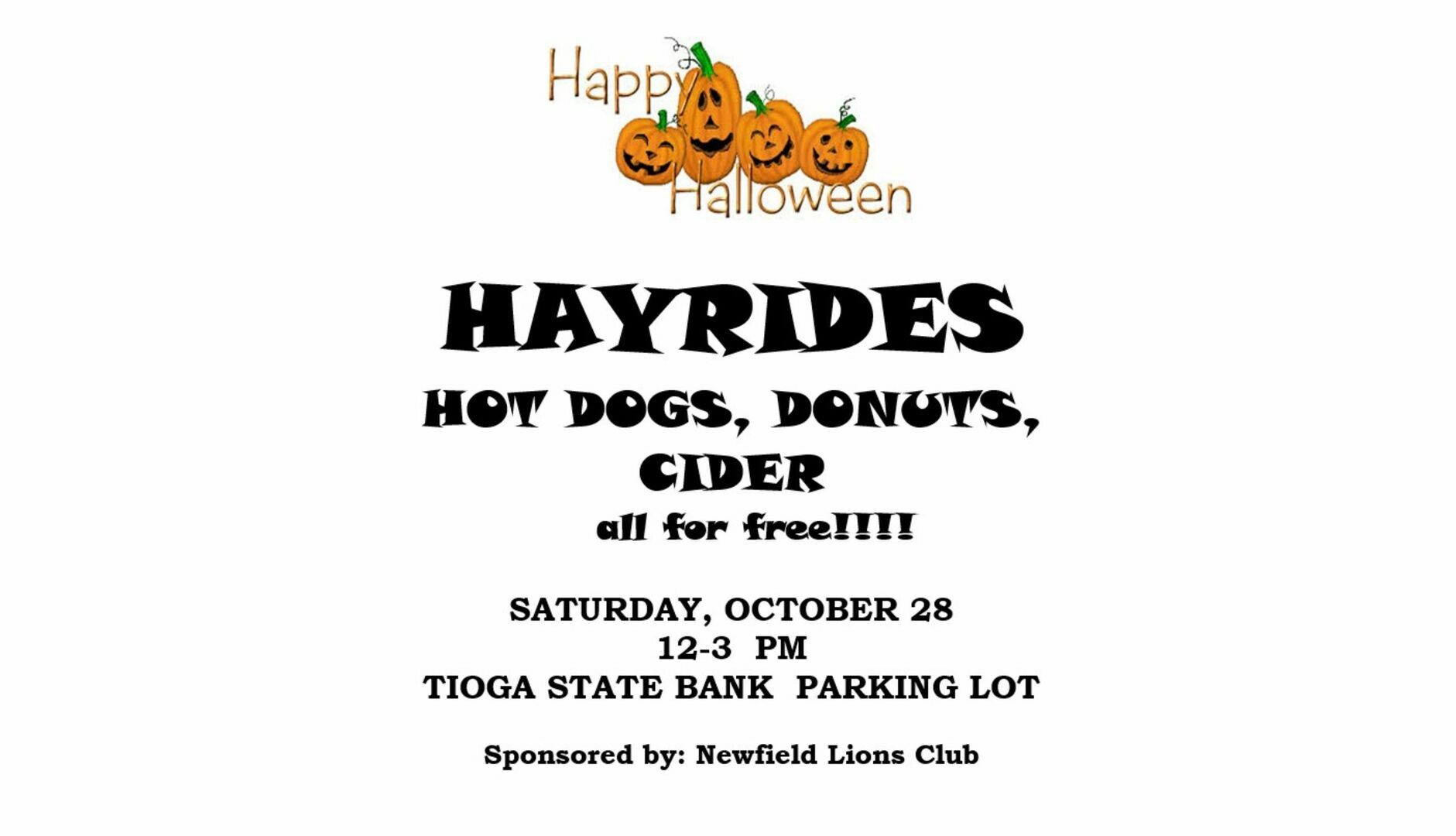 Hayrides at Tioga State Bank Parking Lot Newfield Hamlet, NY