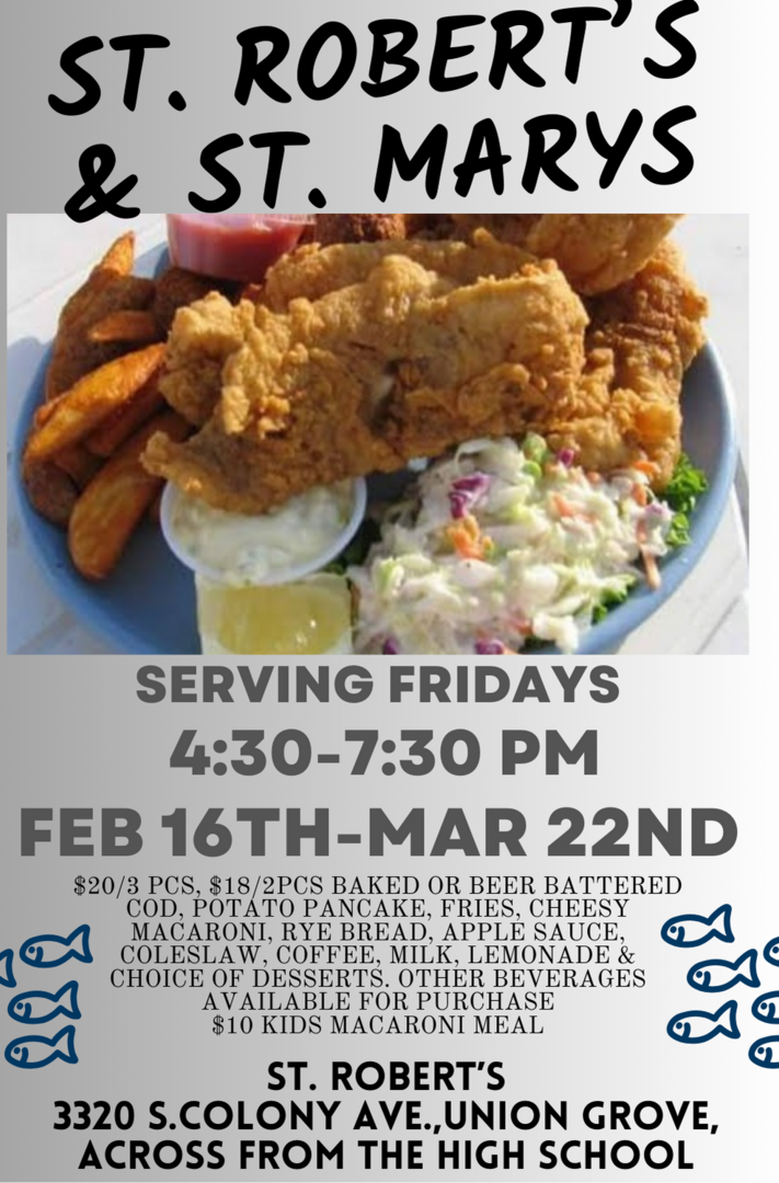 St. Robert Bellarmine/St. Mary's Fish Fry Union Grove, WI