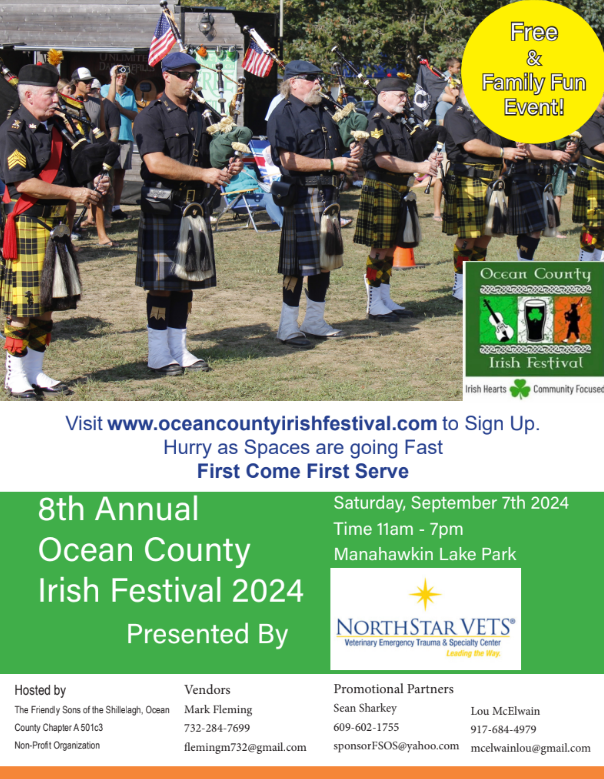 8th Annual Ocean County Irish Festival Presented by Northstar VETS