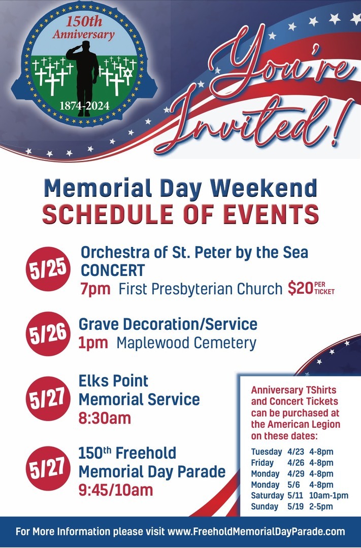 150th Freehold Memorial Day Parade Concert featuring the Orchestra of St. Peter by the Sea