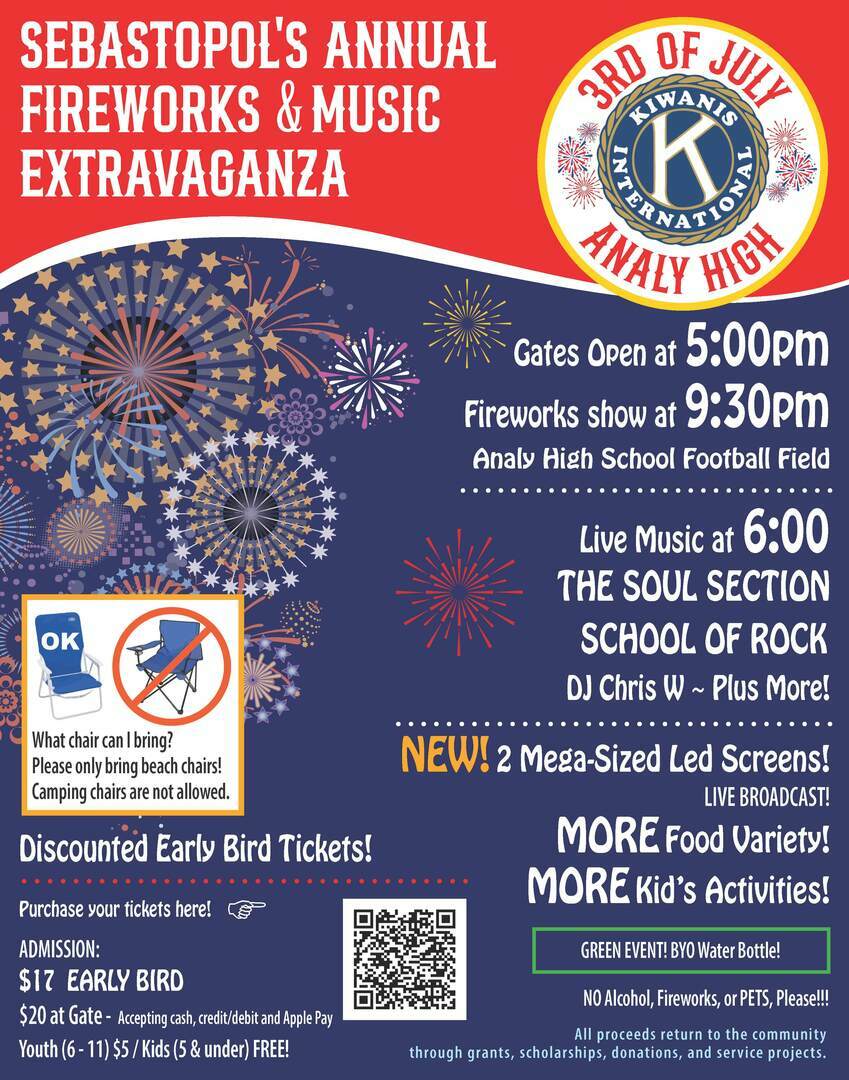 3rd of July Fireworks & Music Extravaganza in Sebastopol - 3rd of July Fireworks & Music Extravaganza in Sebastopol
