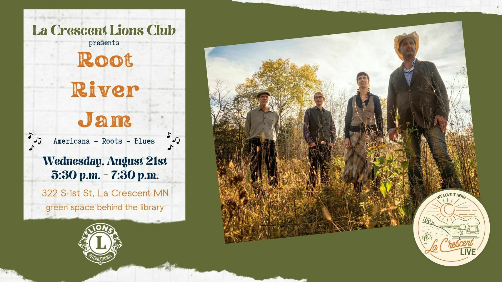 La Crescent Live Free Concert with Root River Jam!