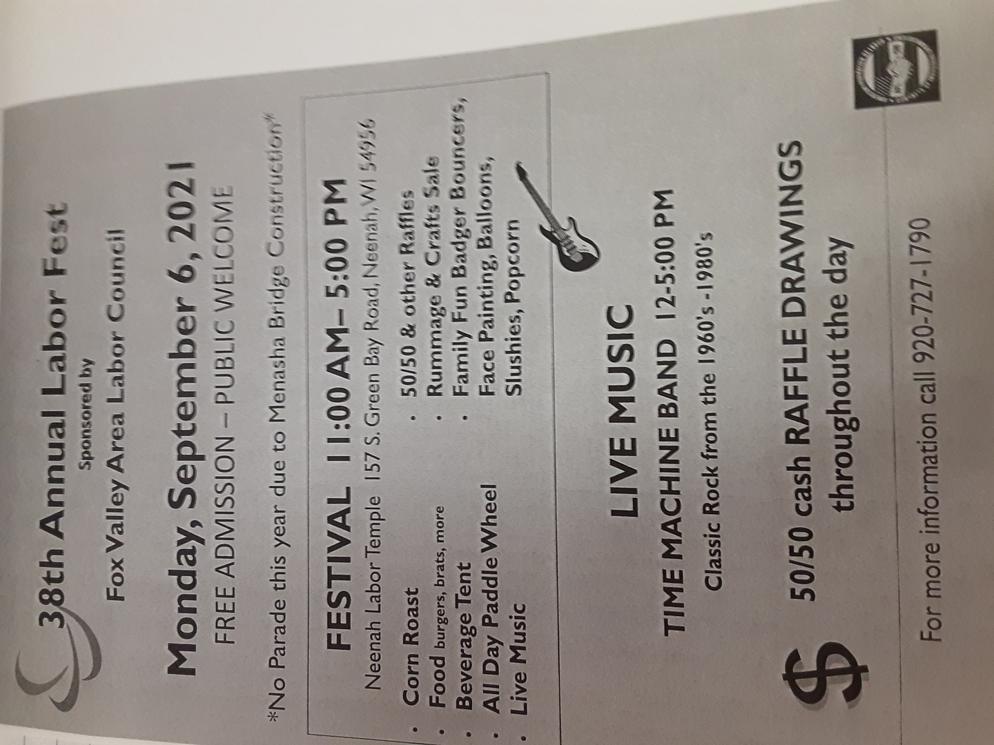 38th Annual Labor Day Festival Sponsored by Fox Valley Area Labor Council  at Neenah Labor Temple